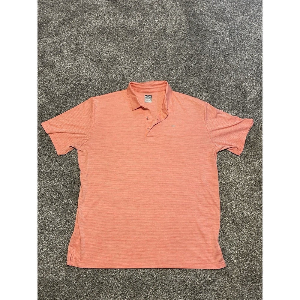 Callaway Golf Polo Men's Opti Dri XL Performance Stripes Coral Stretch